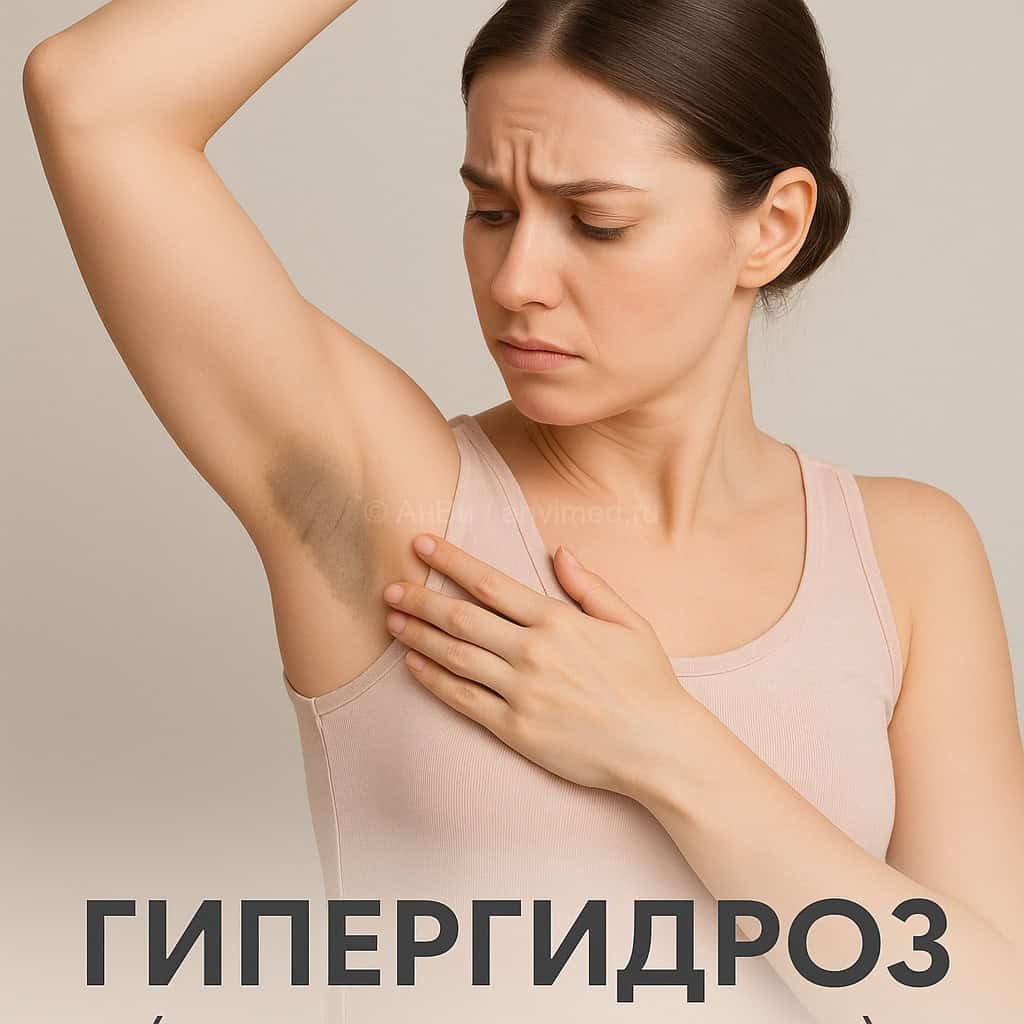 Лечение гипергидроза (повышенной потливости) подмышек, ладоней, стоп и лица ботоксом в клинике АнВи Москва