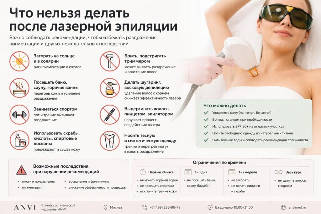 что нельзя делать после лазерной эпиляции — ограничения и уход за кожей
