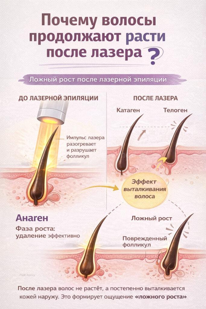Почему волосы продолжают расти после лазерной эпиляции